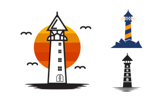 Light house ocean vector icon illustration design template v.3