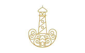 Light house ocean vector icon illustration design template v.5