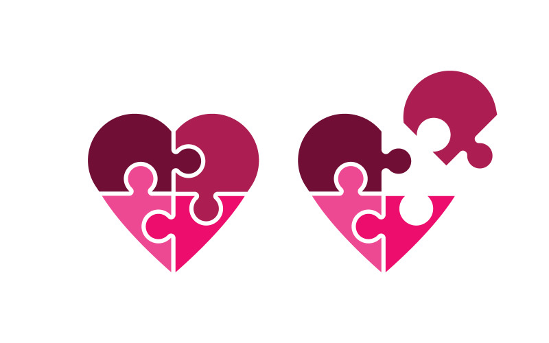 Puzzle adoption help care Vector Illustration design v.3 Logo Template