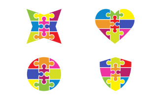 Puzzle adoption help care Vector Illustration design v.4
