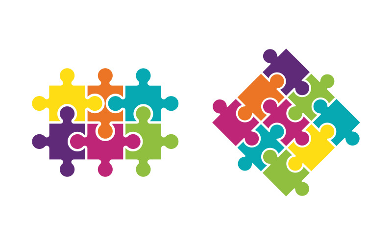 Puzzle adoption help care Vector Illustration design v.5 Logo Template