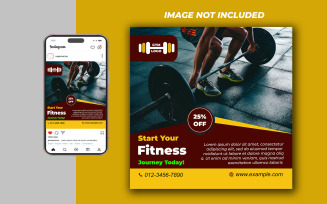 Yoga Fitness Gym Promotional Social Media PSD Raster Banner Template - Template 26
