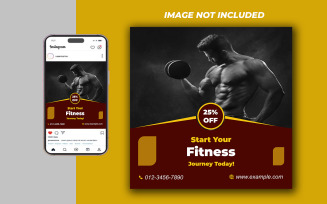 Yoga Fitness Gym Promotional Social Media PSD Raster Banner Template - Template 27