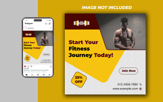 Yoga Fitness Gym Promotional Social Media PSD Raster Banner Template - Template 28