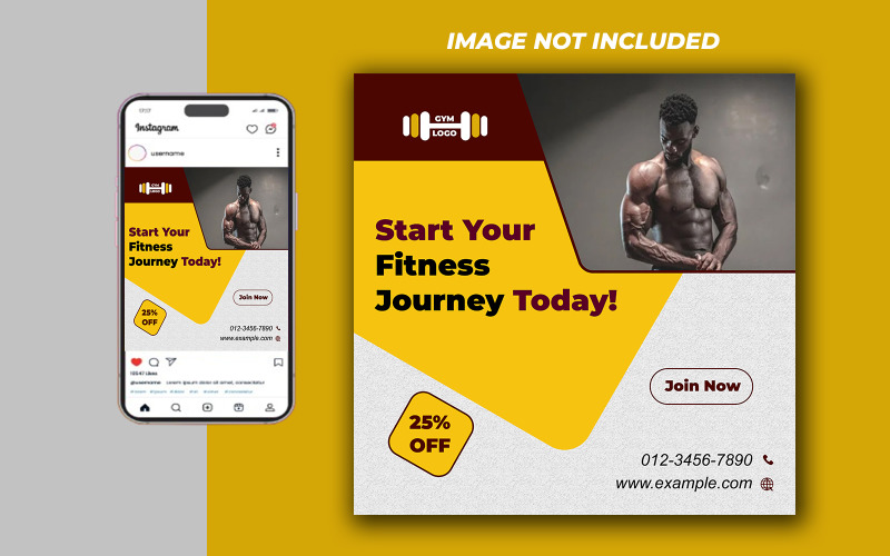 Yoga Fitness Gym Promotional Social Media PSD Raster Banner Template - Template 28