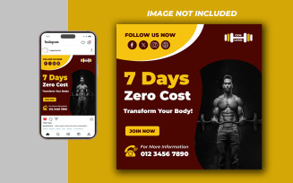 Yoga Fitness Gym Promotional Social Media PSD Raster Banner Template - Template 29
