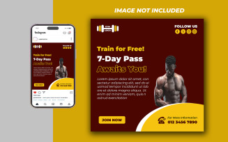 Yoga Fitness Gym Promotional Social Media PSD Raster Banner Template - Template 30