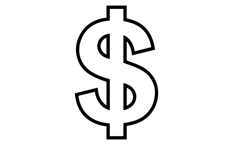 A simple black and white vector illustration coloring page of the dollar symbol Illustration