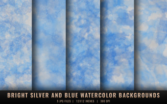 Bright Silver and Blue Watercolor Backgrounds