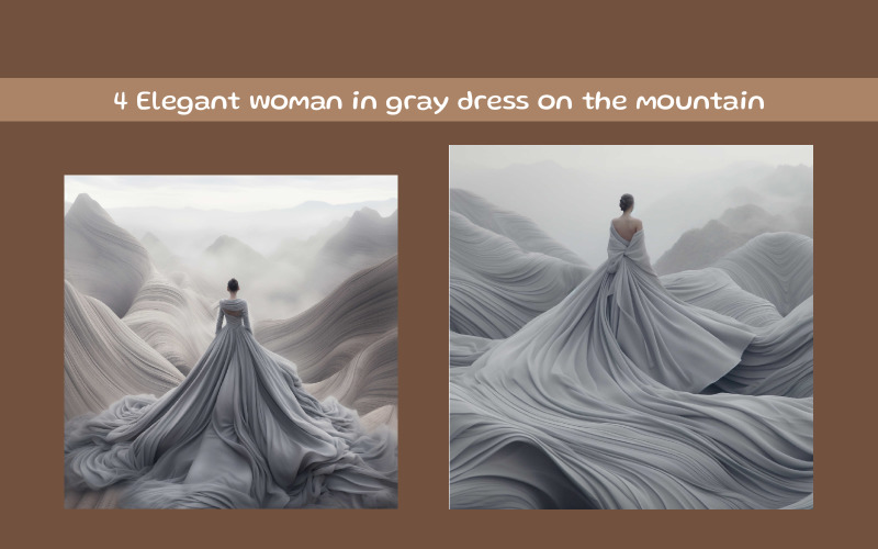 Elegant woman in gray dress on the mountain Illustration