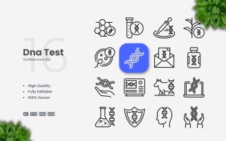 16 Dna Test Outline Icon Set