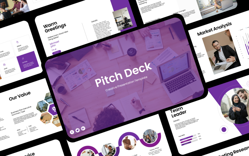 Pitch Deck Creative Presentation PowerPoint Template
