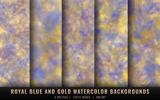 Royal Blue and Gold Watercolor Backgrounds