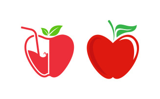 Apple juice fresh fruit logo design Vector icon illustration v.1