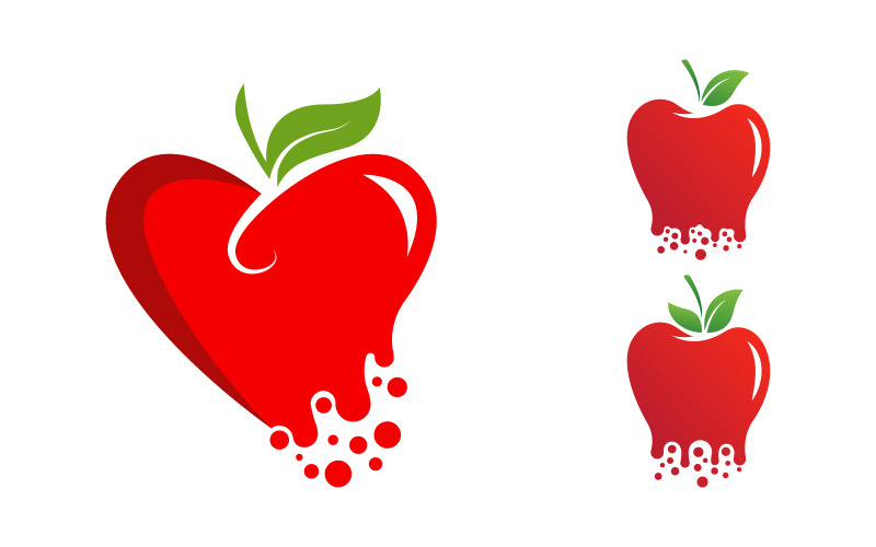 Apple juice fresh fruit logo design Vector icon illustration v.4 Logo Template