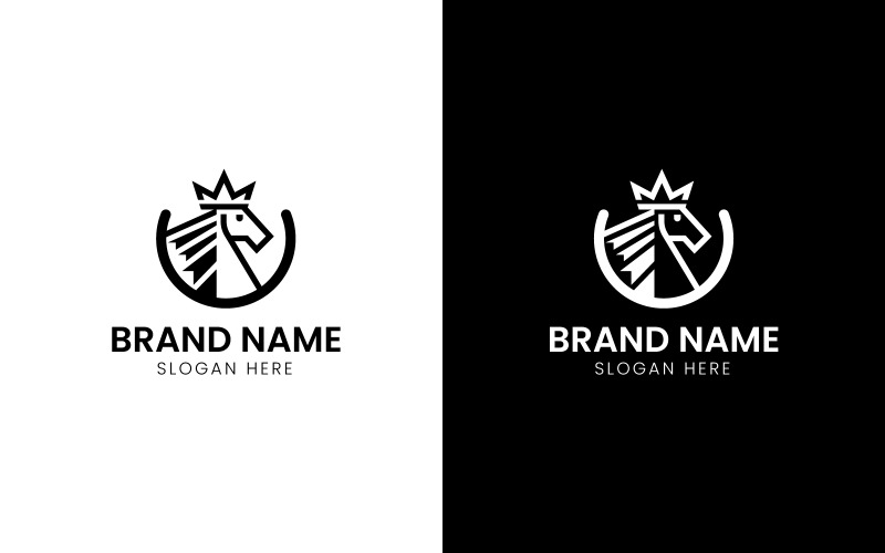 Crown horse mascot logo-749 Logo Template