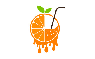 Orange juice fresh fruit logo design Vector icon illustration v.3