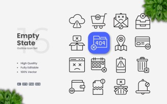 16 Empty State Outline Icon Set