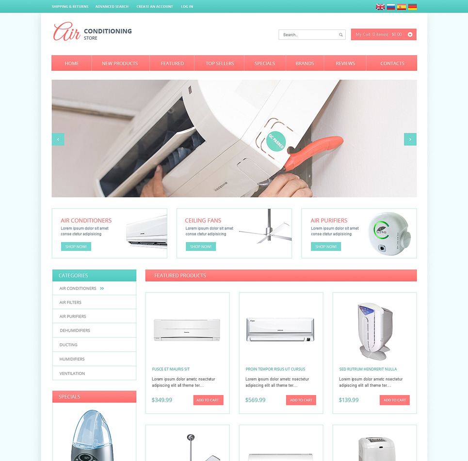 Air Conditioning osCommerce Theme Big Screenshot Air Conditioning OsCommerce Template New Screenshots BIG