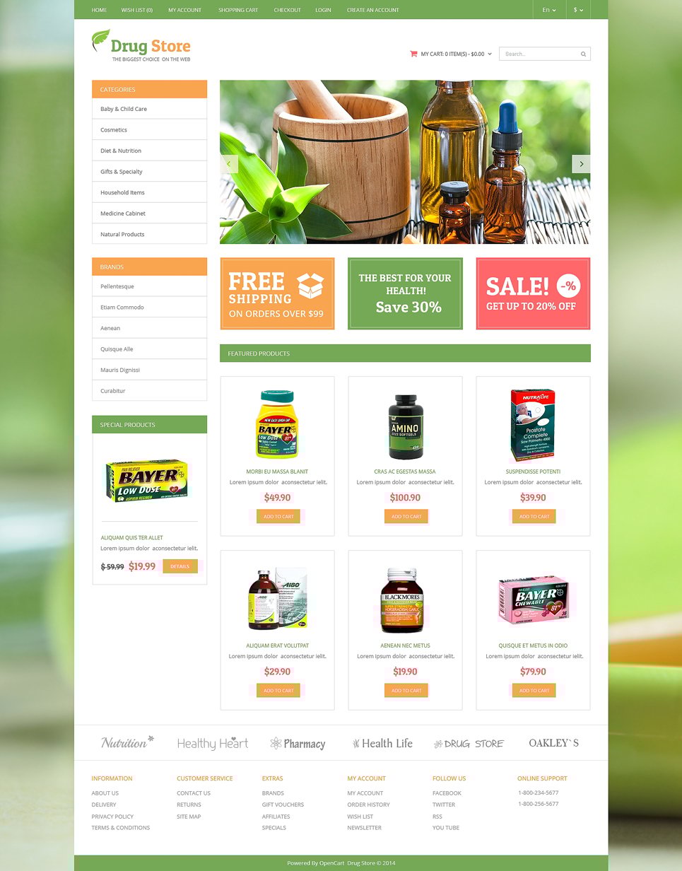 Drug Store OpenCart Template New Screenshots BIG