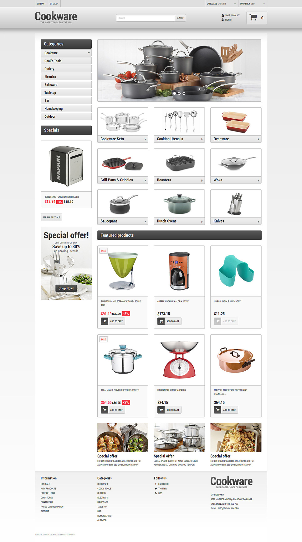 Kitchen Supplies Store PrestaShop Theme New Screenshots BIG