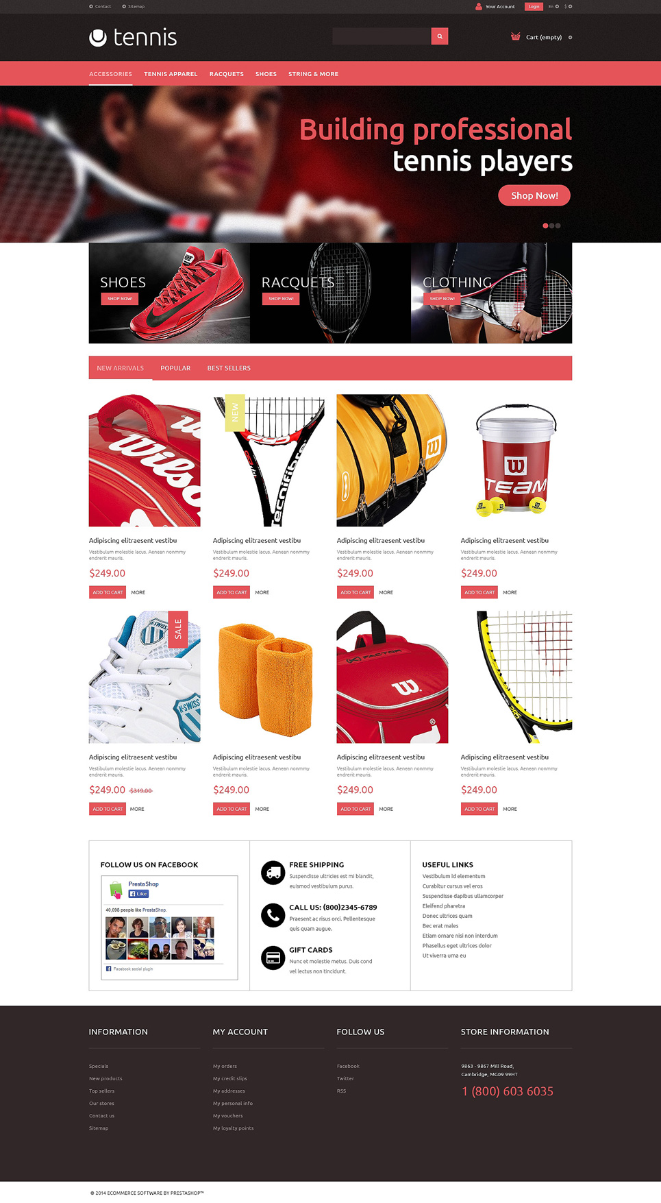 Tennis Accessories PrestaShop Theme New Screenshots BIG