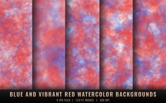 Blue and Vibrant Red Watercolor Backgrounds