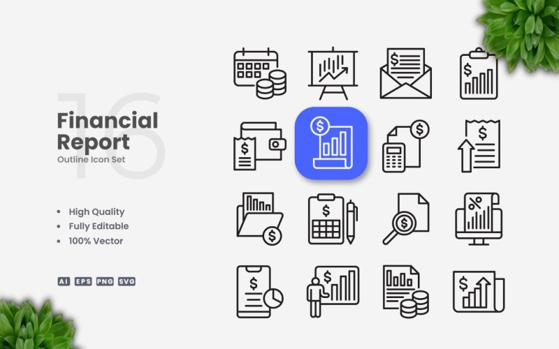 16 Financial Report Outline Icon Set