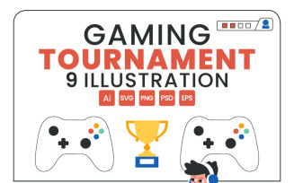 9 E-Sports Gaming Tournament Illustration