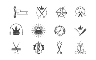 Barber shop element Logo Vector icon design illustration v.11