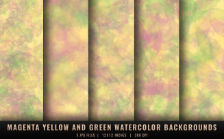 Magenta Yellow and Green Watercolor Backgrounds