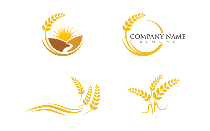 Agriculture Rice farm wheat vector icon illustration design v.1 Logo Template