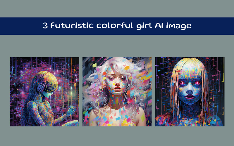 Futuristic colorful girl AI image Illustration