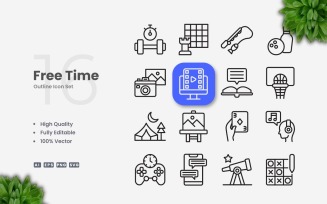 16 Free Time Outline Icon Set