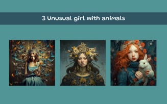 Unusual girl with animals