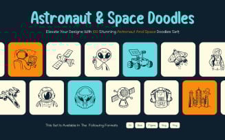 Astronaut and Space Doodles Set