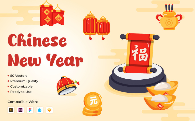 Chinese New Year vector icon Icon Set