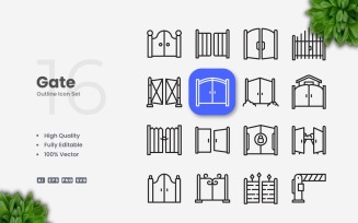16 Gate Outline Icon Collection