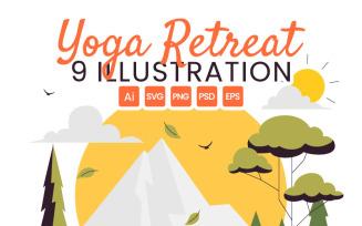 9 Yoga and Meditation Retreat Illustration