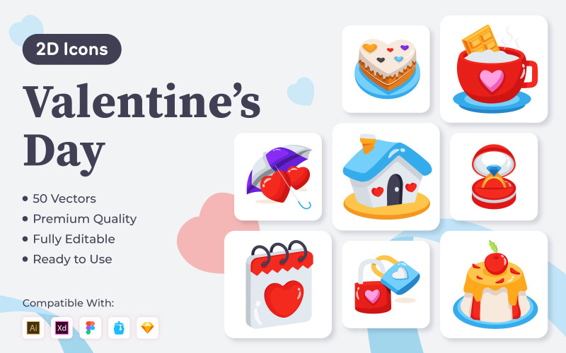 Valentines Day vector icons Icon Set