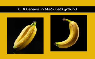 A banana in black background