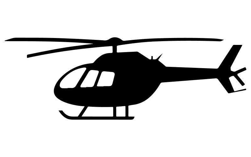 A minimalist black silhouette of a helicopter Illustration