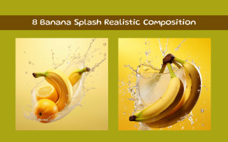 Banana Splash Realistic Composition