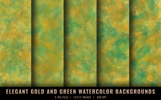 Elegant Gold and Green Watercolor Backgrounds