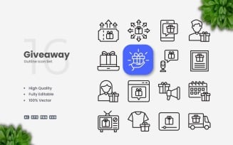 16 Giveaway Outline Icon Set