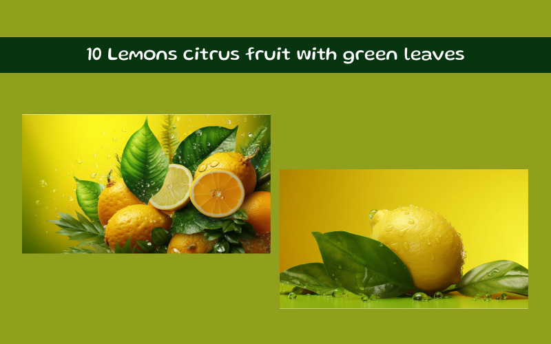 Lemons citrus fruit with green leaves Illustration