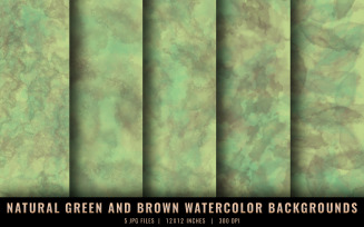 Natural Green and Brown Watercolor Backgrounds