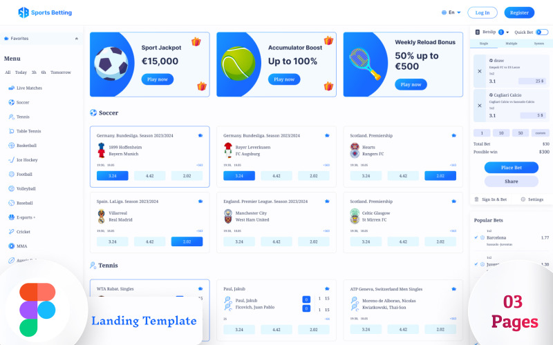 Sports Betting - Sports Betting Figma Landing Template UI Element