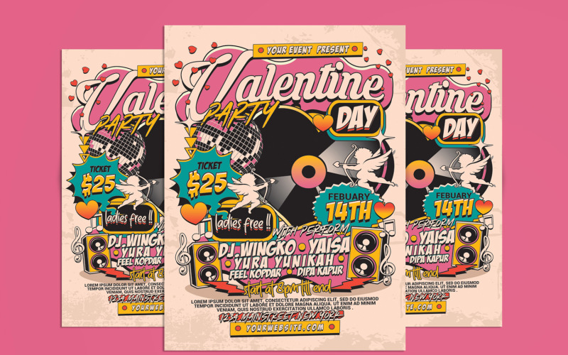 Valentines Day Party Flyer Poster Corporate Identity