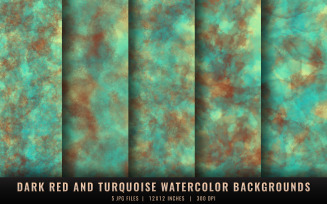 Dark Red and Turquoise Watercolor Backgrounds
